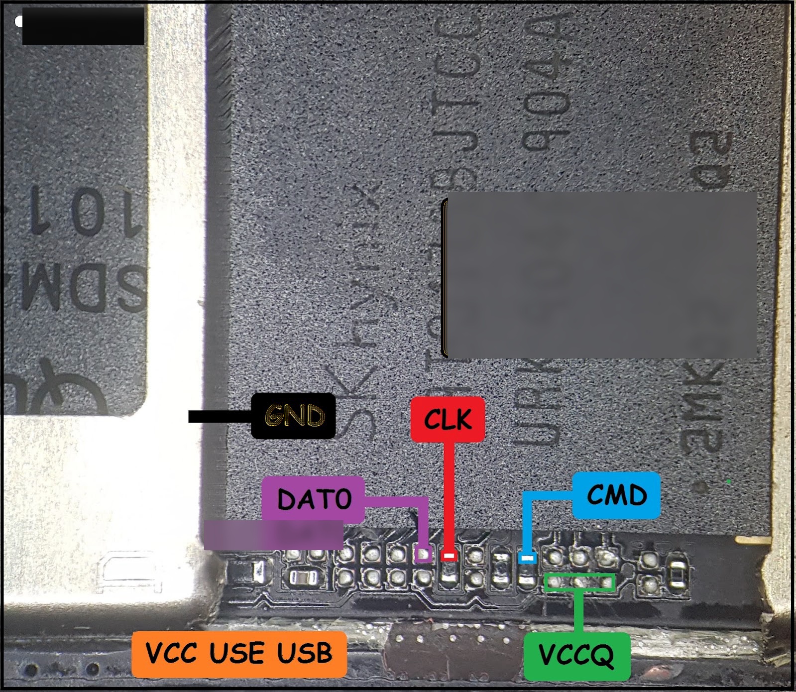 Redmi 7A Pine eMMC ISP Pinout Diagram